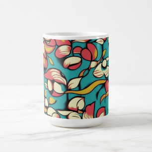 Art Nouveau style Floral in muted Pink and Blue Coffee Mug
