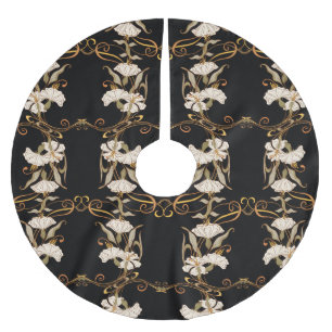 Art Nouveau Style: Gold-Black Vintage. Brushed Polyester Tree Skirt