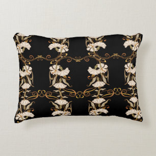 Art Nouveau Style: Gold-Black Vintage. Decorative Cushion