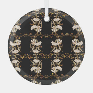 Art Nouveau Style: Gold-Black Vintage. Glass Tree Decoration