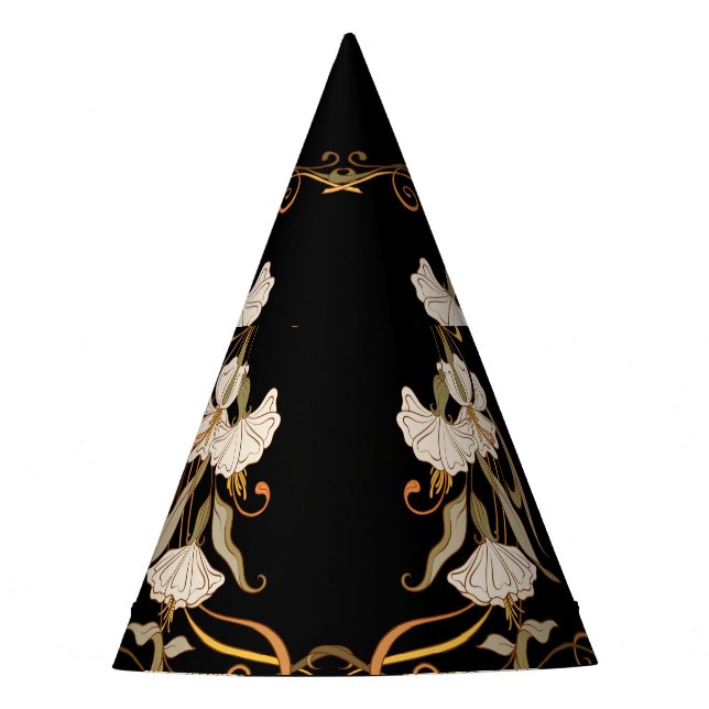 Art Nouveau Style: Gold-Black Vintage. Party Hat (Front)
