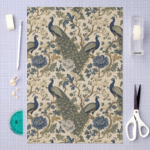 Art Nouveau Style Peacock Botanical Pattern
