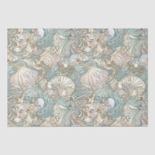 Art Nouveau Style Seashells Repeating Pattern Tissue Paper