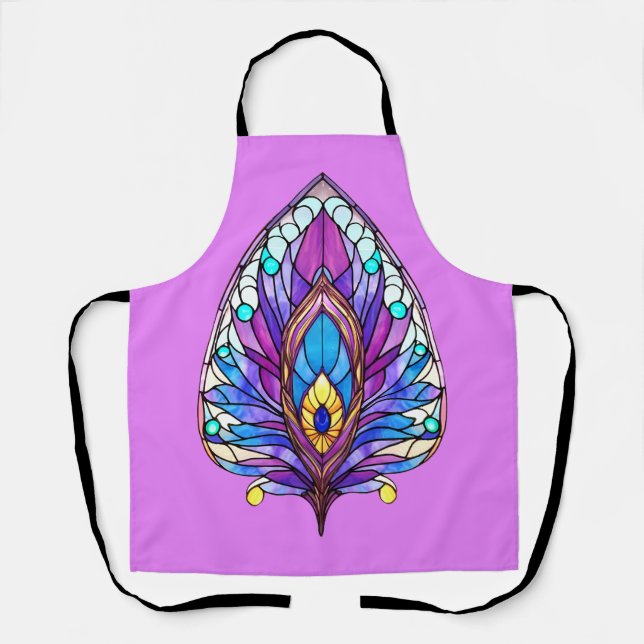 Art Nouveau Style Stained Glass Peacock Feather Apron (Front)
