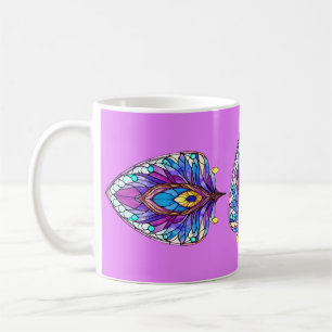 Art Nouveau Style Stained Glass Peacock Feather Coffee Mug