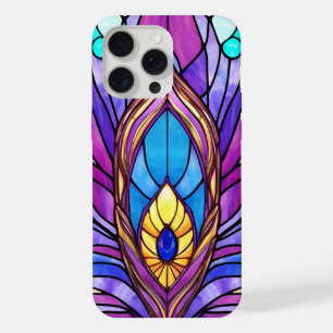 Art Nouveau Style Stained Glass Peacock Feather iPhone 15 Pro Max Case