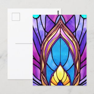 Art Nouveau Style Stained Glass Peacock Feather Postcard