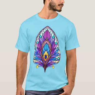 Art Nouveau Style Stained Glass Peacock Feather T-Shirt
