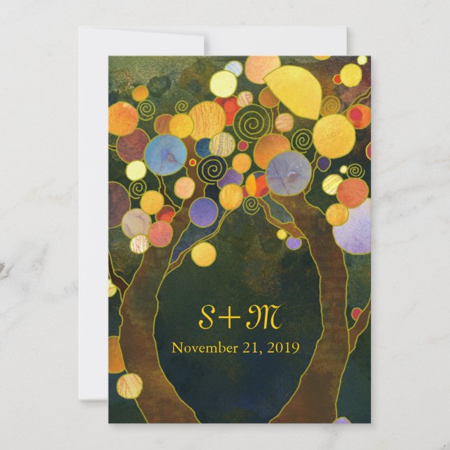 Art Nouveau Style Trees Ranch Wedding Invitation (Front)
