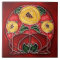 Art Nouveau Style Yellow and Red Ceramic