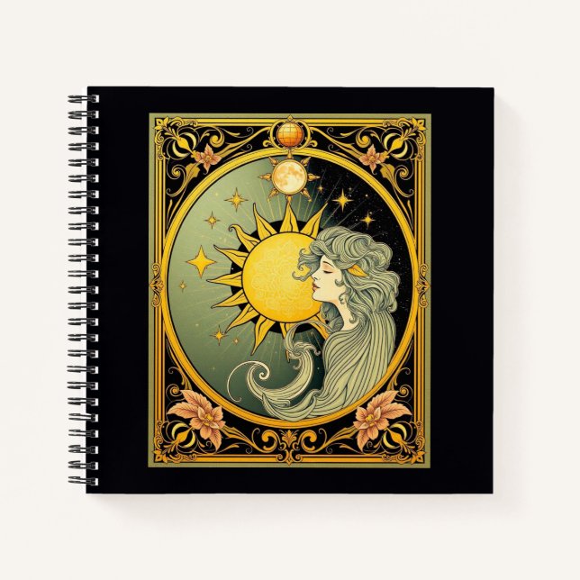 Art Nouveau Sun & Goddess Notebook (Front)