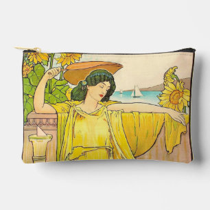 Art Nouveau Sunflower Woman Vintage Illustration  Accessory Pouch