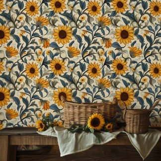 Art Nouveau Sunflowers 2'x10' Roll Wallpaper