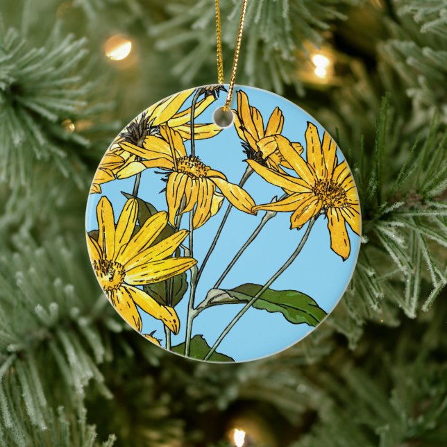 Art Nouveau Sunflowers Ceramic Tree Decoration (Tree)