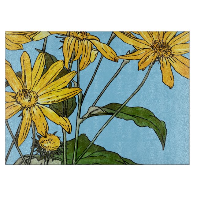 Art Nouveau Sunflowers Cutting Board (Front)