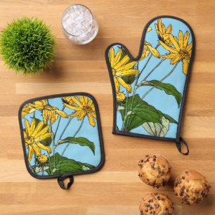 Art Nouveau Sunflowers Oven Mitt & Pot Holder Set