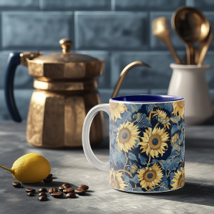 Art Nouveau Sunflowers Two-Tone Coffee Mug