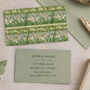 Art Nouveau Swan Pattern – Vintage Botanical Swan Business Card