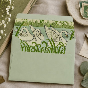 Art Nouveau Swan Pattern – Vintage Botanical Swan Envelope