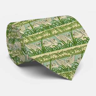 Art Nouveau Swan Pattern – Vintage Botanical Swan Tie