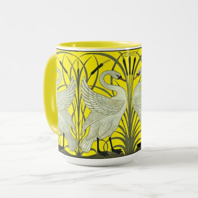 Art Nouveau Swans Frieze Pattern by Walter Crane Mug (Front Left)