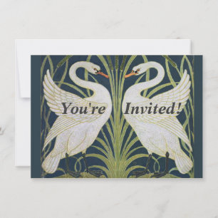 Art Nouveau Swans Pattern: Walter Crane Swan Print Invitation