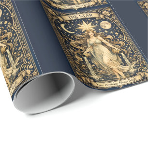 Art Nouveau Tarot Birthday Celestial Star  Wrapping Paper