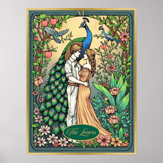 Art Nouveau Tarot Card The Lovers Poster Zazzle art-nouveau-tarot-card-the-lovers-poster-zazzle
