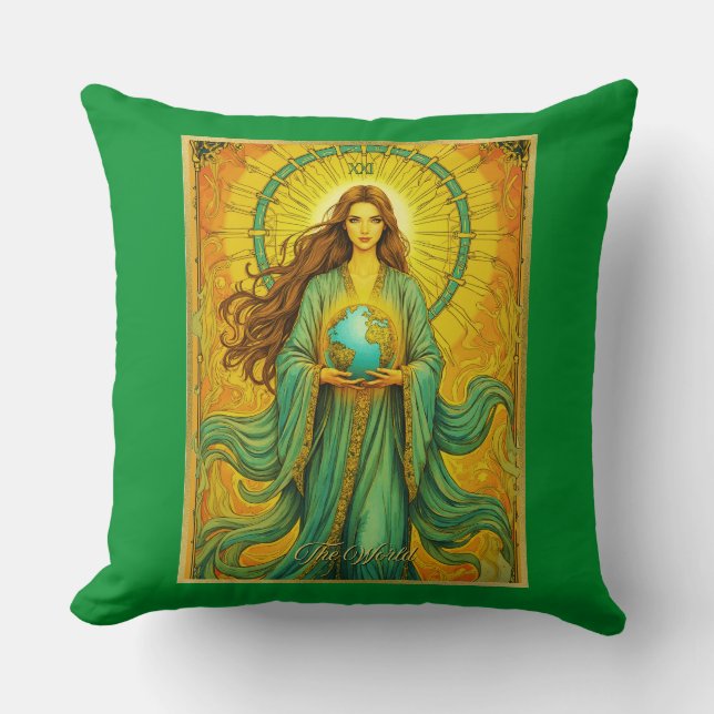 Art Nouveau Tarot Card The World Cushion (Front)