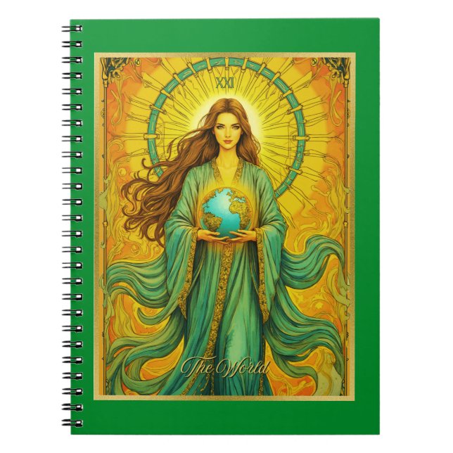 Art Nouveau Tarot Card The World Notebook (Front)