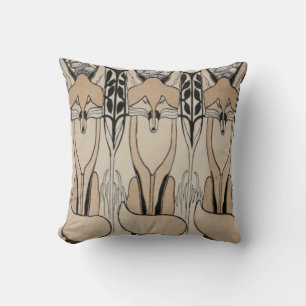 Art Nouveau Taupe/Black Fox Pillow