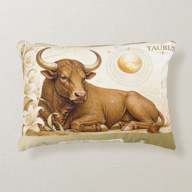 Art Nouveau Taurus Decorative Throw Pillow (Front)