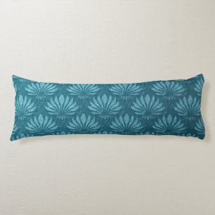 Art Nouveau,Teal,metallic,art deco, fan pattern,ch Body Cushion