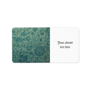 art Nouveau,teal,William Morris style, floral,chic Label