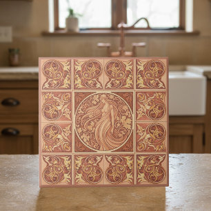 Art Nouveau Terra Cotta Muse Pat#6 ID1193 Tile