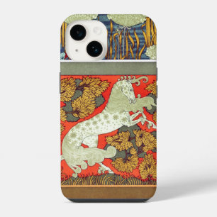 Art nouveau textile kingfisher horse Verneuil iPhone 14 Case