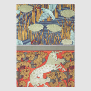 Art nouveau textile kingfisher horse Verneuil Tissue Paper