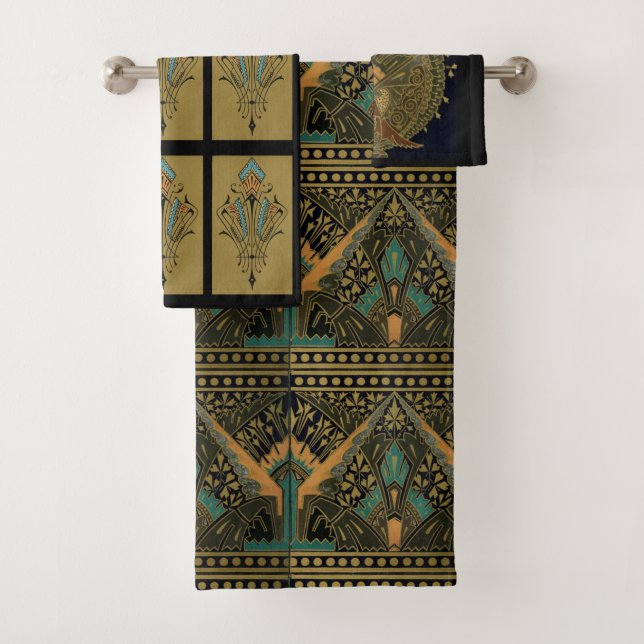 Art nouveau textile pattern Christopher dresser Bath Towel Set (Insitu)