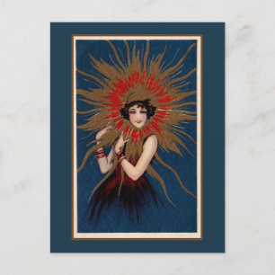 Art Nouveau The Lady in the Sun Postcard