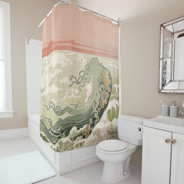 Art Nouveau The Wave by Henri Privat-Livemont Shower Curtain (In Situ)