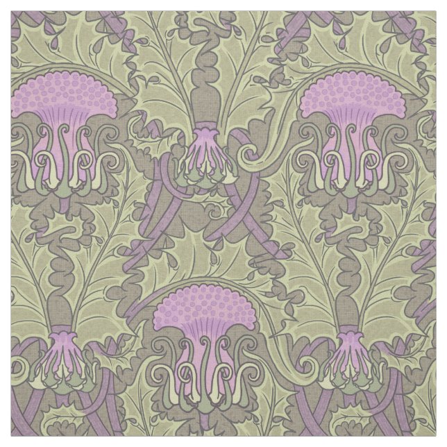 Art Nouveau Thistle Damask Fabric (Swatch)