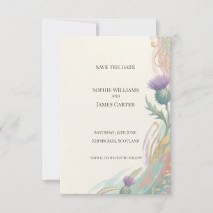 Art Nouveau Thistle Save the Date Card
