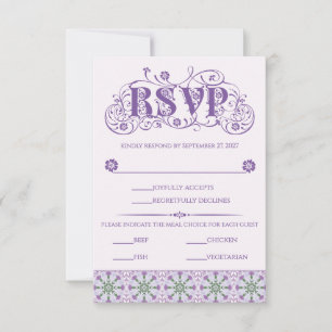 Art Nouveau Thistle Wheel Lilac Vertical RSVP Card