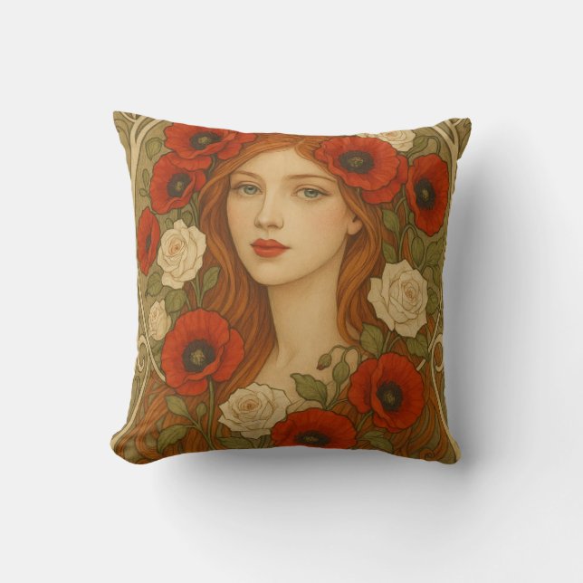 Art nouveau Throw Pillow (Front)