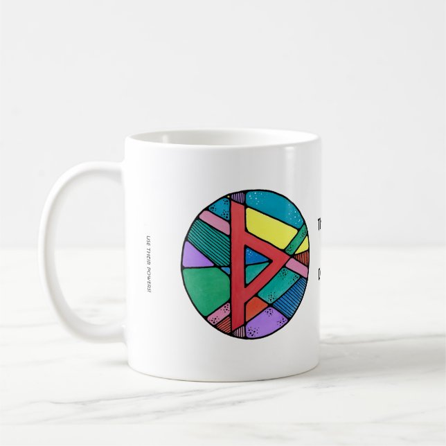 Art Nouveau Thurisaz Rune Mug – DEFENSE! (Left)