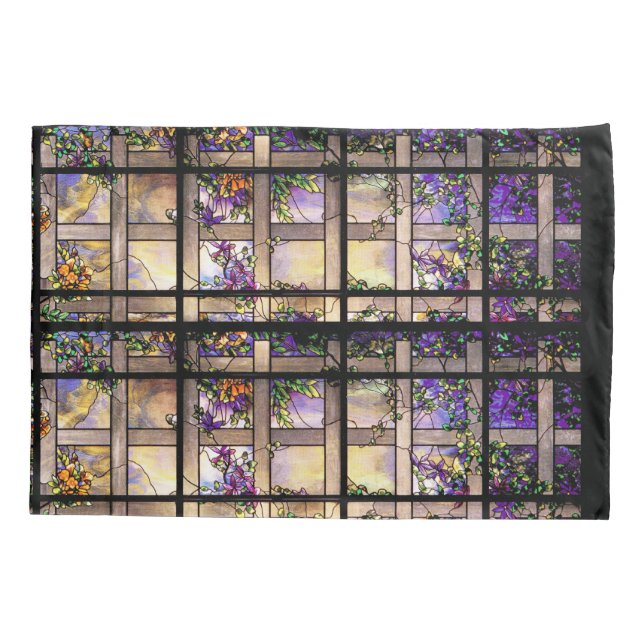Art Nouveau Tiffany Stain Glass Floral Pillowcase (Back)