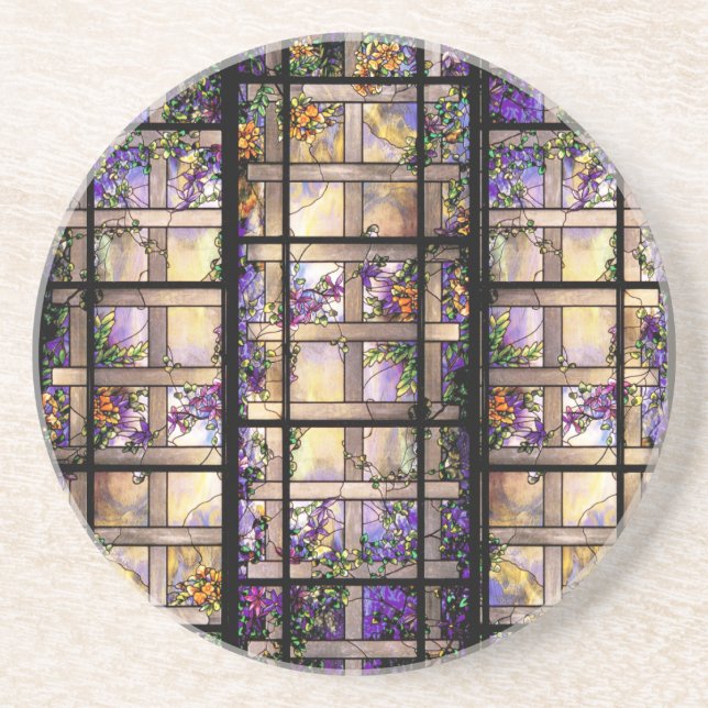 Art Nouveau Tiffany Stained Glass Coaster (Front)