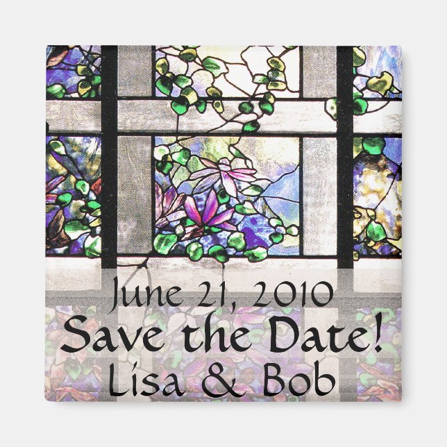 Art Nouveau Tiffany Stained Glass Flowers Floral Magnet (Front)