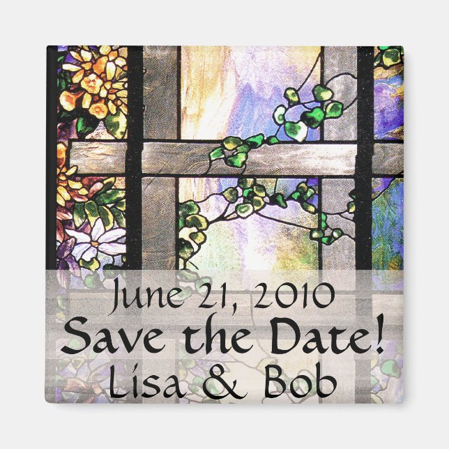 Art Nouveau Tiffany Stained Glass Flowers Floral Magnet (Front)