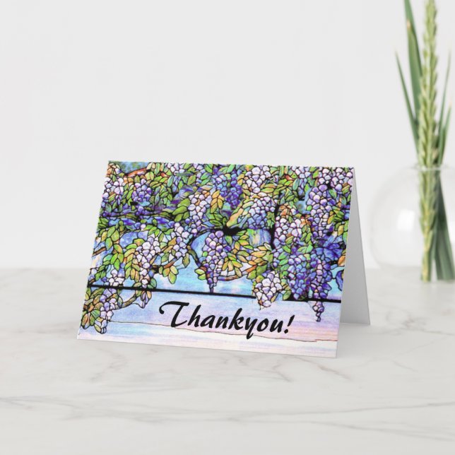 Art Nouveau Tiffany Stained Glass Flowers Thank You Card (Front)